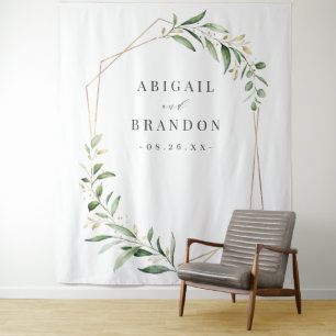 Greenery Geometric Rustic Wedding Photo Backdrop