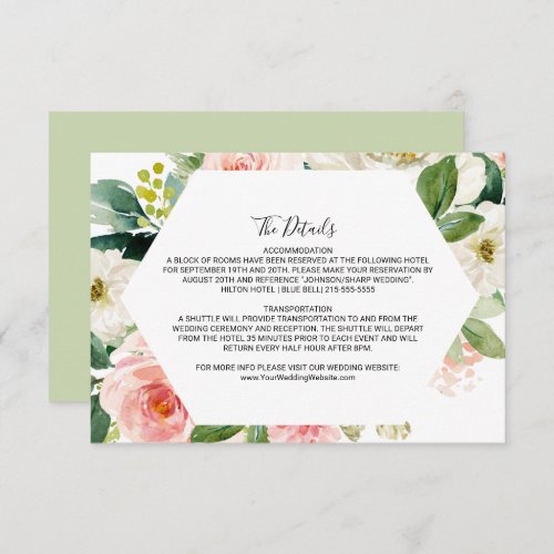 Greenery Geometric Wedding Details Insert Card