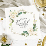 Greenery Geometric White Floral Bridal Shower Napkins<br><div class="desc">Greenery Geometric White Floral Bridal Shower Napkins</div>