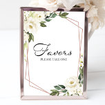 Greenery Geometric White Floral Favors Sign<br><div class="desc">Greenery Geometric White Floral Favors Sign</div>