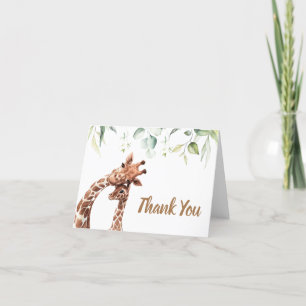 Greenery Giraffe Baby Shower Thank You Card