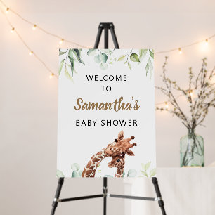 Greenery Giraffe Baby Shower Welcome Sign