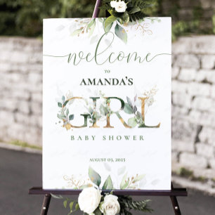 Greenery Girl Baby Shower Welcome Sign