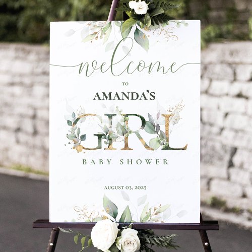 Greenery Girl Baby Shower Welcome Sign