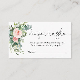 Greenery girl pink baby shower Diaper Raffle Cards