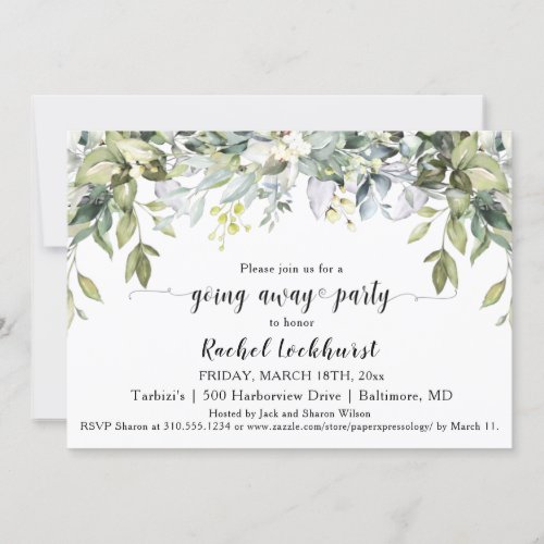 Greenery Going Away Send off Farewell Party Photo Invitation