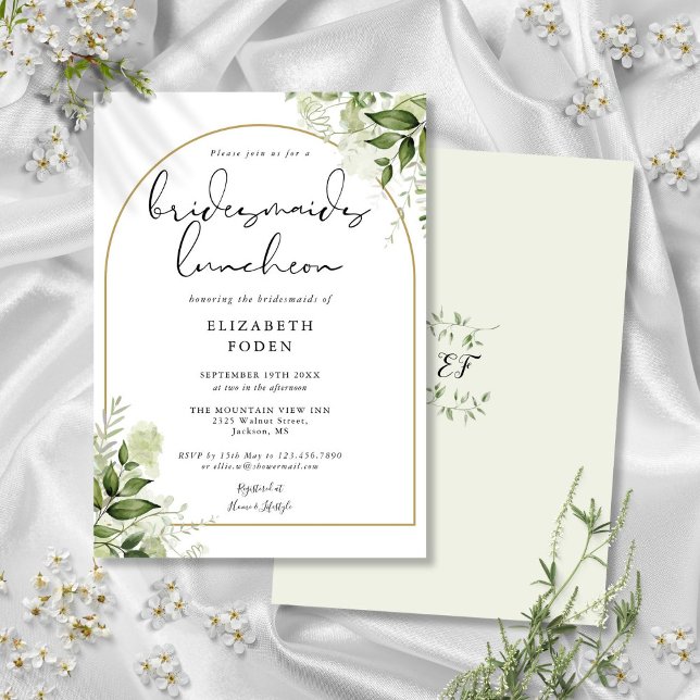 Greenery Gold Arch Bridesmaids Luncheon Invitation (Greenery Gold Arch Bridesmaids Luncheon Invitation)