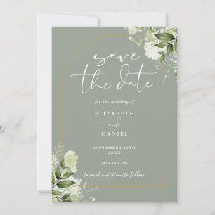 Greenery Gold Arch QR Code Sage Green Wedding Save The Date