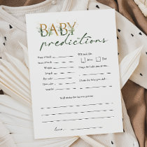 Greenery & Gold Baby Shower Baby Predictions Card