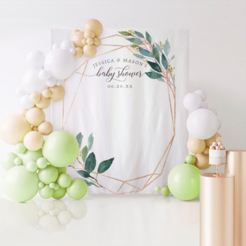 Greenery Gold Baby Shower Backdrop Photo Booth