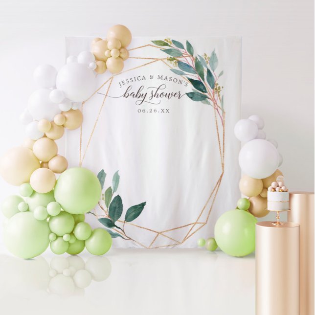 Greenery Gold Baby Shower Backdrop Photo Booth (Creator Uploaded)