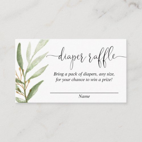 greenery gold baby shower diaper raffle cards