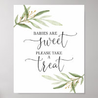 Greenery gold baby shower favors sign