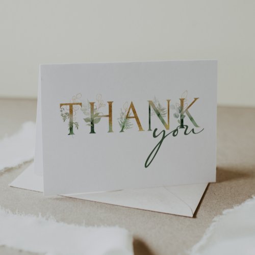 Greenery  Gold Baby Shower Folded Thank You Card