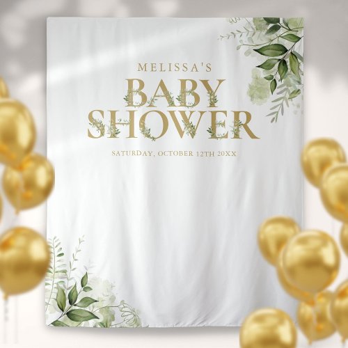 Greenery Gold Baby Shower Photo Backdrop