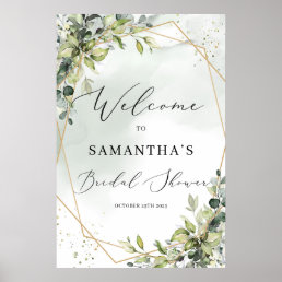 Greenery gold boho bridal shower welcome sign