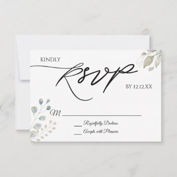 Greenery Gold Botanical Leaves  Rsvp Card by MaggieMart at Zazzle