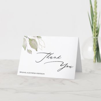 Greenery Gold Botanical Leaves Thank You by MaggieMart at Zazzle