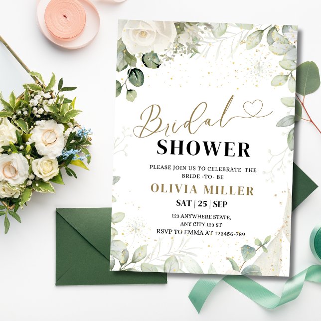 Greenery Gold Bridal Shower Invite, Eucalyptus  Invitation (Creator Uploaded)
