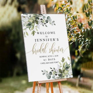 Greenery Gold Bridal Shower Welcome Sign