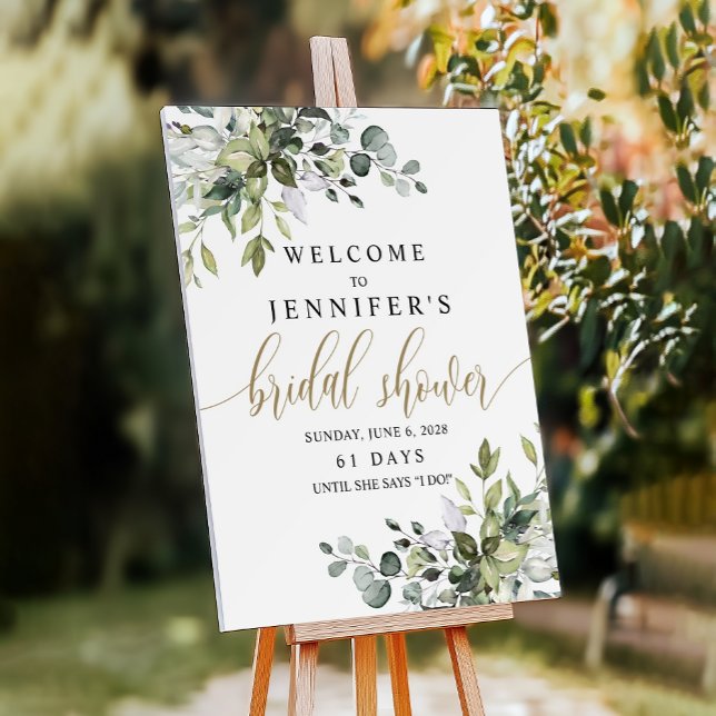Greenery Gold Bridal Shower Welcome Sign (Creator Uploaded)