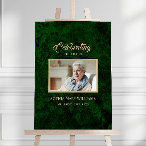 Greenery  Gold Calligraphy Funeral Welcome Sign