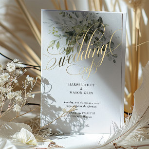 Greenery Gold Calligraphy Wedding Elegant Script Foil Invitation