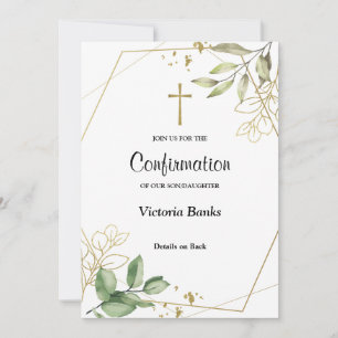 Greenery Gold Confirmation Invitation