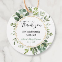 Greenery gold elegant eucalyptus baby shower favor tags