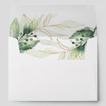 Greenery gold elegant leaves envelopes 5x7 card
