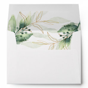 Greenery gold elegant leaves envelopes 5x7 card