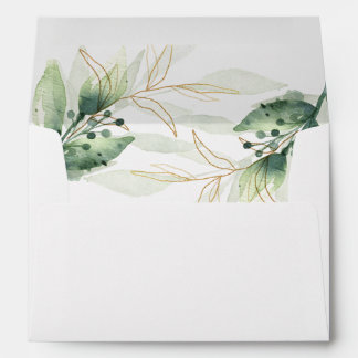 Greenery gold elegant leaves envelopes 5x7 card