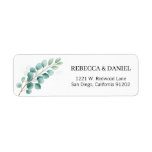 Greenery Gold Elegant Watercolor Boho Leaf Address Label