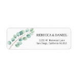 Greenery Gold Elegant Watercolor Boho Leaf Address Label