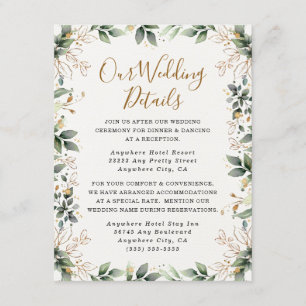 Greenery Gold Elegant Watercolor Boho Leaf Wedding Enclosure Card