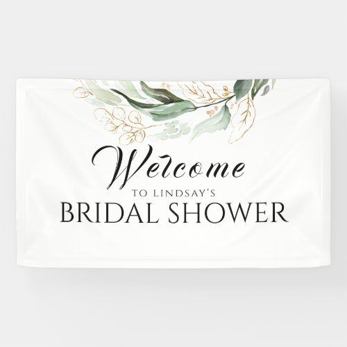 Greenery Gold Eucalyptus Bridal Shower Welcome Banner