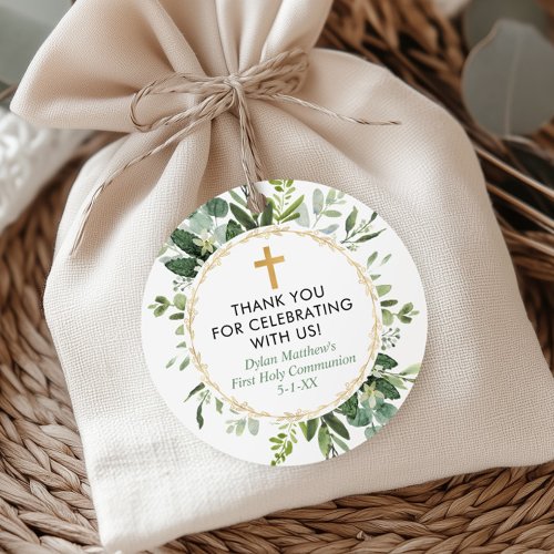 Greenery gold eucalyptus first communion baptism
