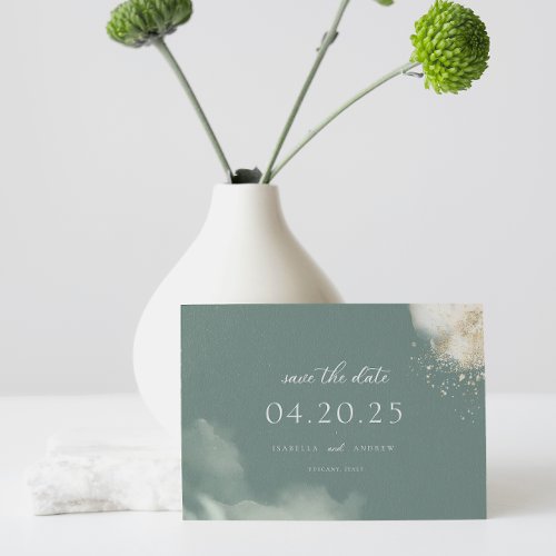 Greenery Gold Eucalyptus Save The Date  Invitation