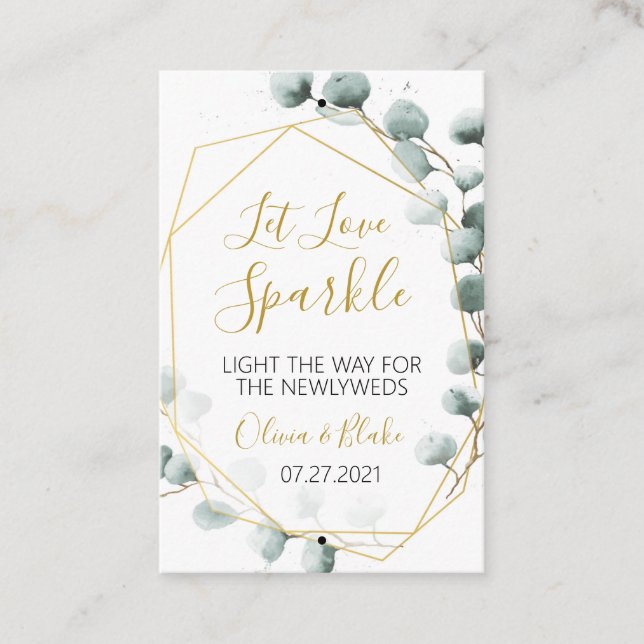 Greenery & Gold Eucalyptus Sparkler Tag (Front)