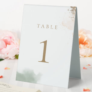 Greenery Gold Eucalyptus Table Number Tent