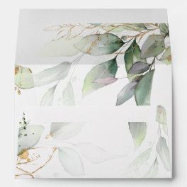 Greenery & Gold Eucalyptus Wedding Envelopes
