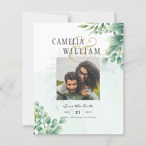 Greenery Gold Eucalyptus WEDDING QR CODE Modern