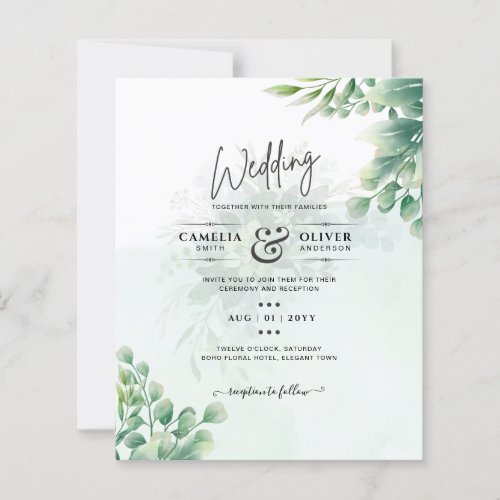 Greenery Gold Eucalyptus WEDDING QR CODE Modern