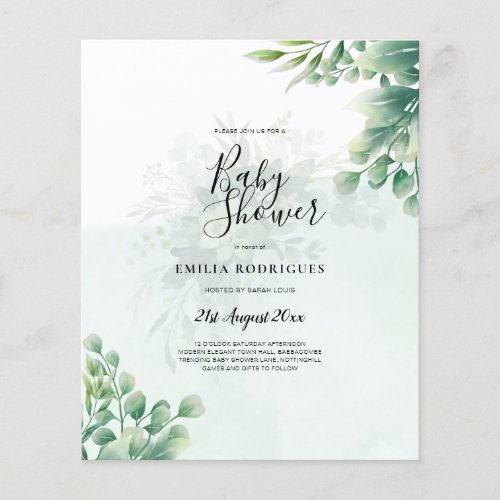 Greenery Gold Eucalyptus WEDDING QR CODE Modern Flyer