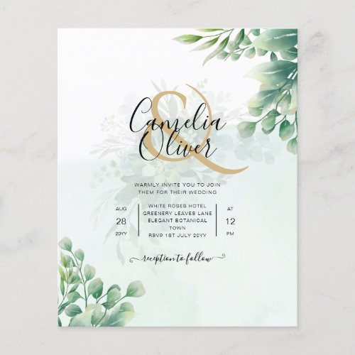 Greenery Gold Eucalyptus WEDDING QR CODE Modern Flyer