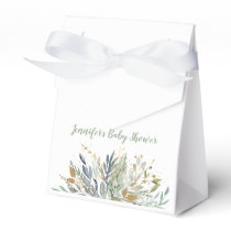 Greenery & Gold Floral Baby Shower Favor Boxes