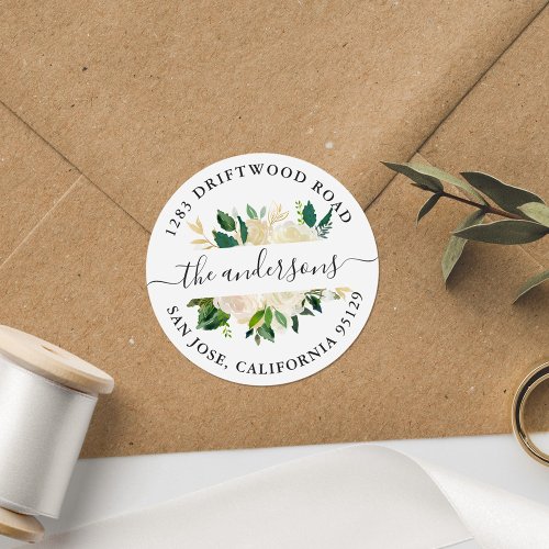 Greenery Gold Floral Return Address Envelope Seal
