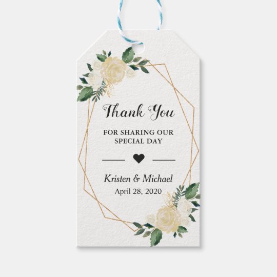 Download Greenery Gold Frame Floral Wedding Favor Thank You Gift ...