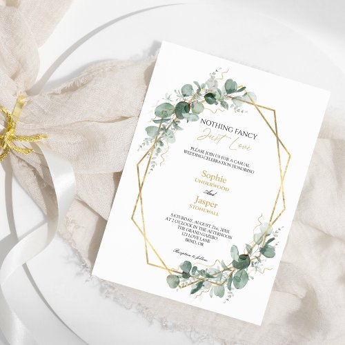 Greenery Gold Frame Simple Nothing Fancy Wedding Invitation