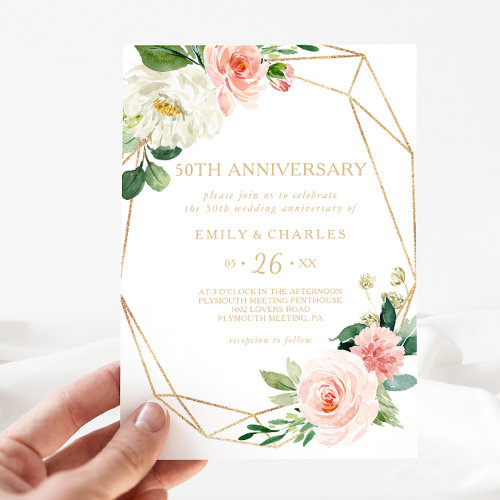 Greenery & Gold Geometric 50TH Wedding Anniversary